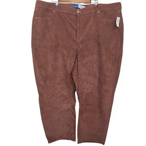 NEW Old Navy Corduroy Barrel Leg Pants Women's Sz 22 Mauve Brown High Rise Ankle